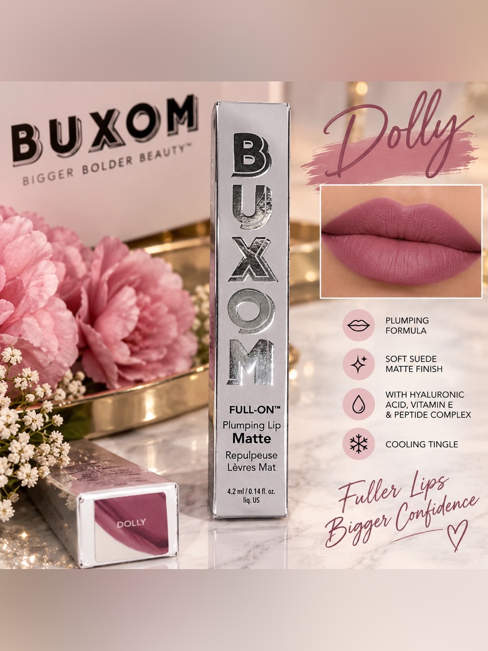 BUXOM Full-On Plumping Lip Matte in Dolly – 0.14 oz – NWT